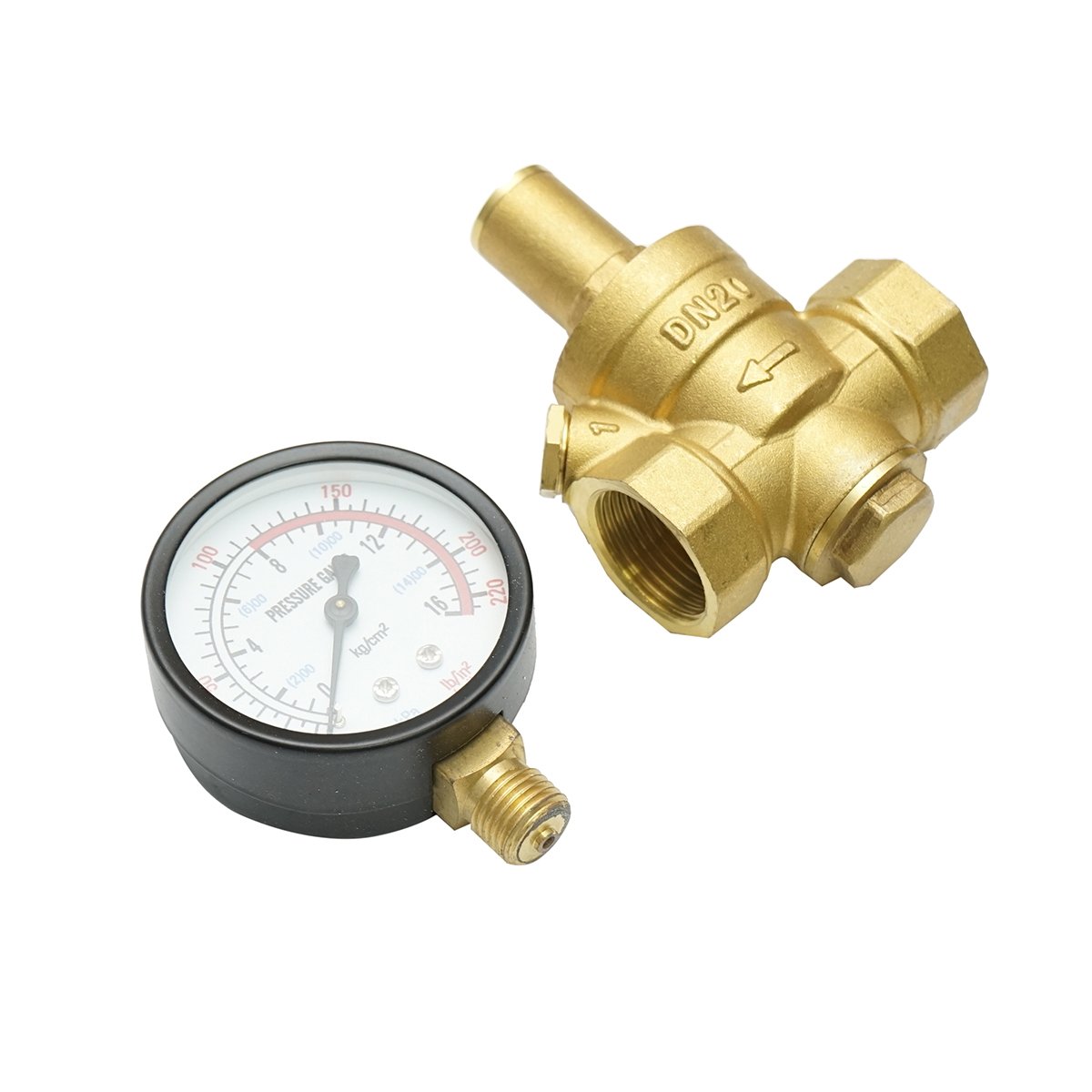 Regulator de reducerea a presiunii apei 3/4-3/4, reglabil cu sita filtrare si manometru DN20 pentru instalatii solare rezidentiale